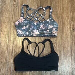 Lululemon Bundle Black and Floral Strappy Sports Bras